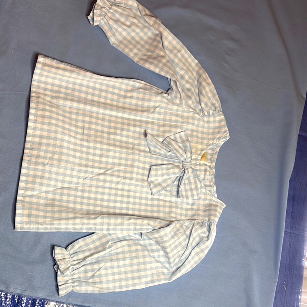 Blue and White Checkered One Piece with Peter Pan Collar